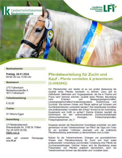 Mehr zu: Pferdebeurteilung für Zucht und Kauf - Pferde vorstellen & präsentieren